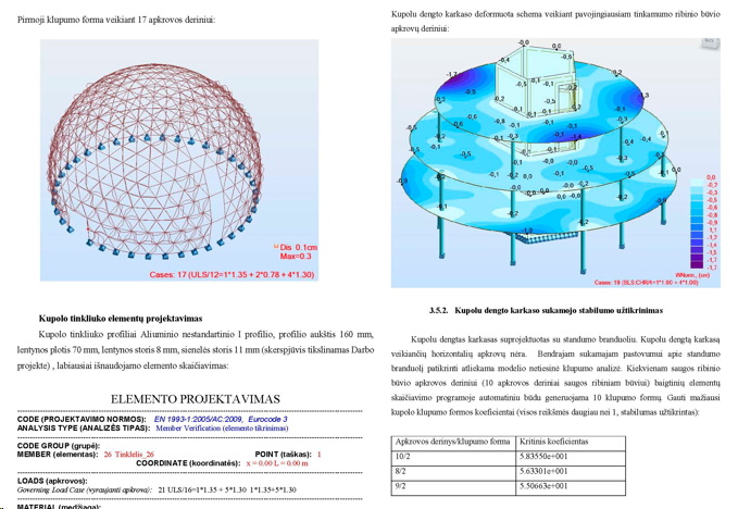 GEODOMAS dome engineering assessment and structure diagram