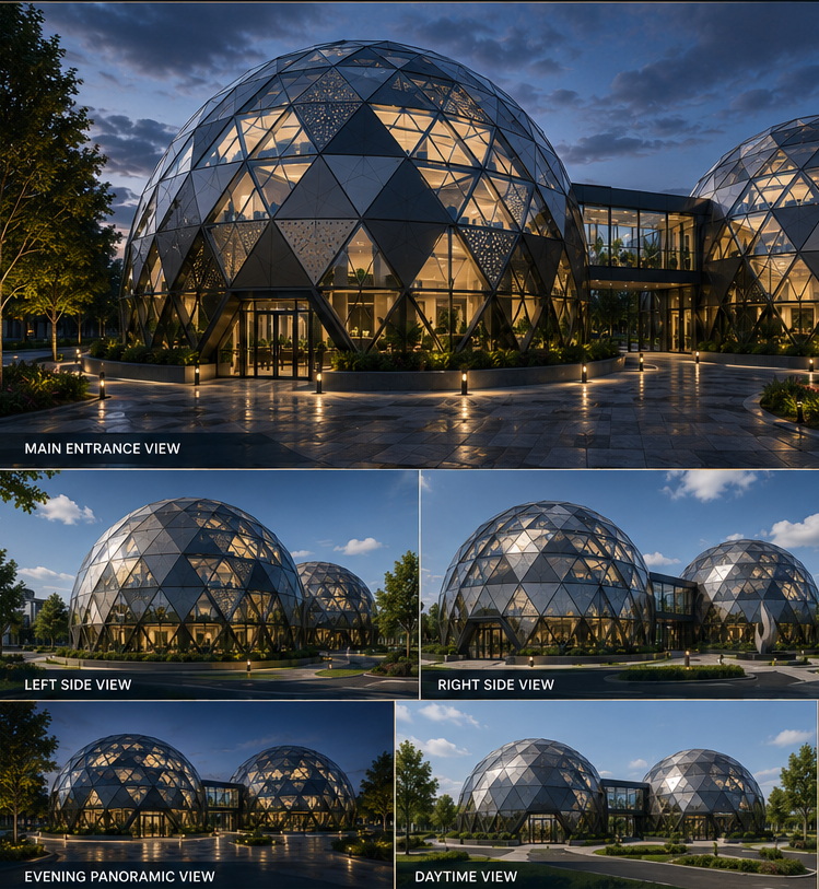 Double glass dome camping architecture example