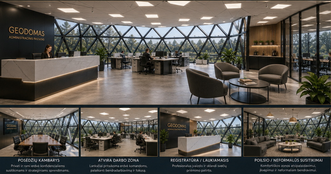 GEODOMAS administrative glass dome office interior