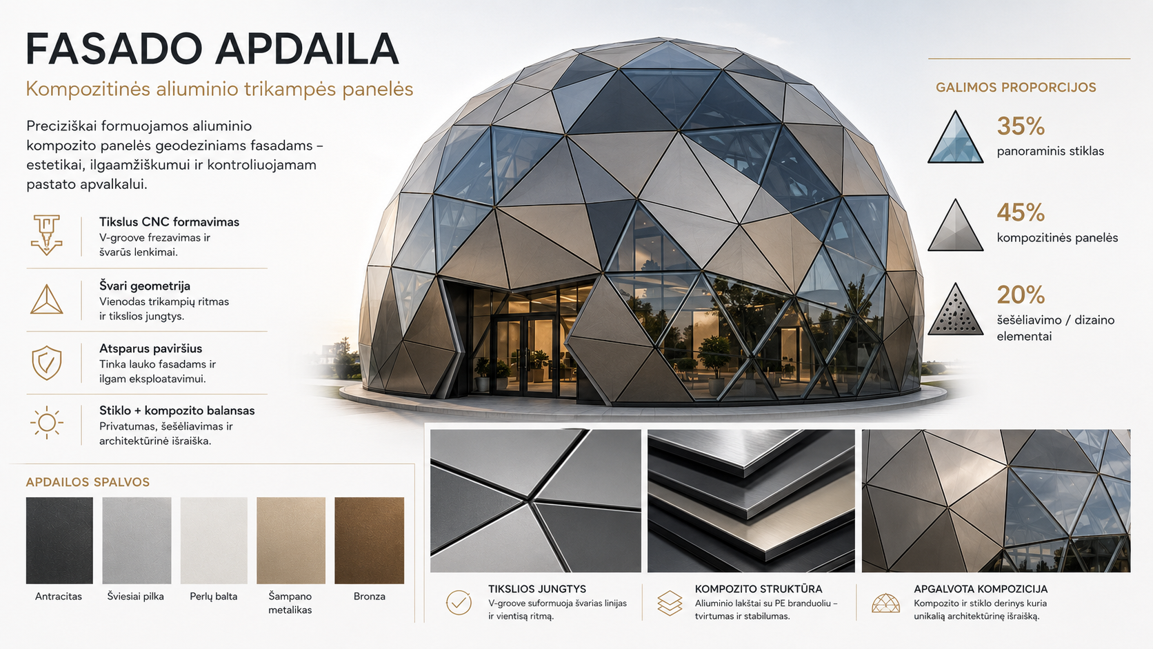 Composite dome facade technology solution